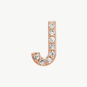 Rose Gold, White Diamond Letter Bead - Roxanne First