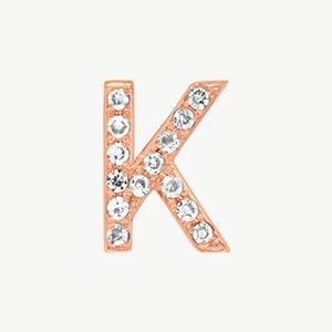 Rose Gold, White Diamond Letter Bead - Roxanne First