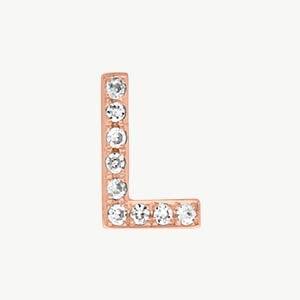 Rose Gold, White Diamond Letter Bead - Roxanne First