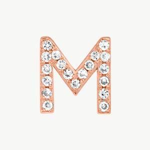 Rose Gold, White Diamond Letter Bead - Roxanne First