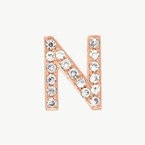 Rose Gold, White Diamond Letter Bead - Roxanne First