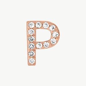 Rose Gold, White Diamond Letter Bead - Roxanne First