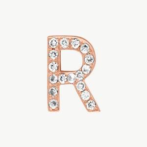 Rose Gold, White Diamond Letter Bead - Roxanne First