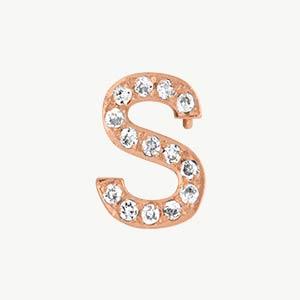 Rose Gold, White Diamond Letter Bead - Roxanne First