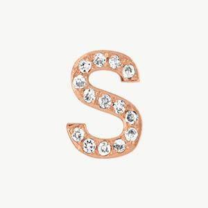 Rose Gold, White Diamond Letter Bead - Roxanne First