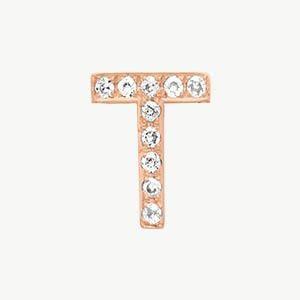 Rose Gold, White Diamond Letter Bead - Roxanne First