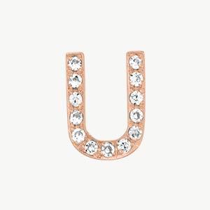 Rose Gold, White Diamond Letter Bead - Roxanne First