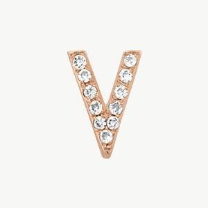 Rose Gold, White Diamond Letter Bead - Roxanne First