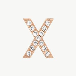 Rose Gold, White Diamond Letter Bead - Roxanne First