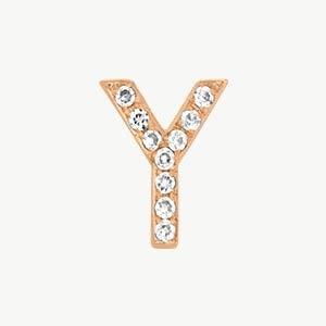 Rose Gold, White Diamond Letter Bead - Roxanne First