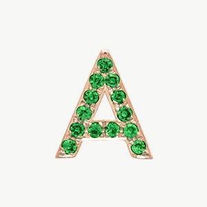 Rose Gold, Green Garnet Letter Bead - Roxanne First