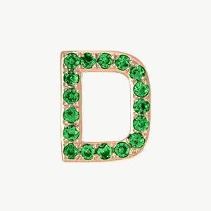 Rose Gold, Green Garnet Letter Bead - Roxanne First