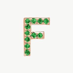 Rose Gold, Green Garnet Letter Bead - Roxanne First