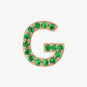 Rose Gold, Green Garnet Letter Bead - Roxanne First