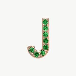 Rose Gold, Green Garnet Letter Bead - Roxanne First