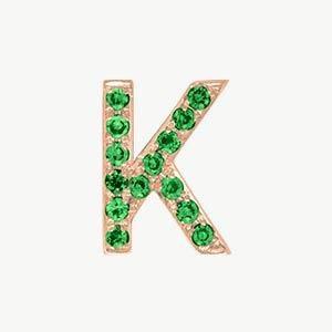 Rose Gold, Green Garnet Letter Bead - Roxanne First