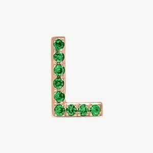 Rose Gold, Green Garnet Letter Bead - Roxanne First