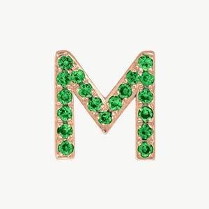 Rose Gold, Green Garnet Letter Bead - Roxanne First