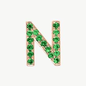 Rose Gold, Green Garnet Letter Bead - Roxanne First