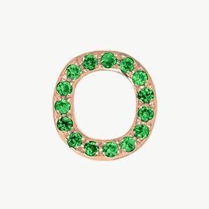 Rose Gold, Green Garnet Letter Bead - Roxanne First