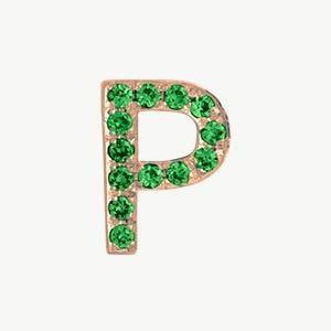 Rose Gold, Green Garnet Letter Bead - Roxanne First