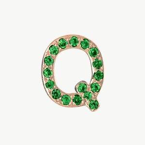 Rose Gold, Green Garnet Letter Bead - Roxanne First