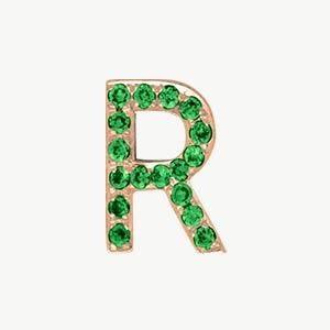 Rose Gold, Green Garnet Letter Bead - Roxanne First