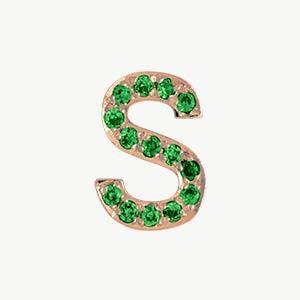 Rose Gold, Green Garnet Letter Bead - Roxanne First