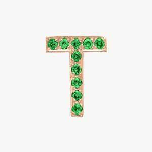 Rose Gold, Green Garnet Letter Bead - Roxanne First