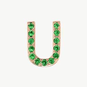 Rose Gold, Green Garnet Letter Bead - Roxanne First