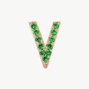 Rose Gold, Green Garnet Letter Bead - Roxanne First