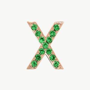 Rose Gold, Green Sapphire Letter Bead - Roxanne First