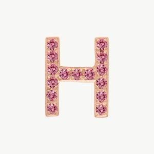 Rose Gold, Pink Sapphire Letter Bead - Roxanne First