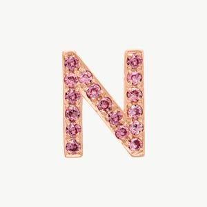 Rose Gold, Pink Sapphire Letter Bead - Roxanne First