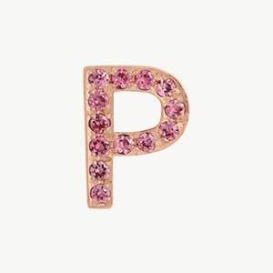 Rose Gold, Pink Sapphire Letter Bead - Roxanne First