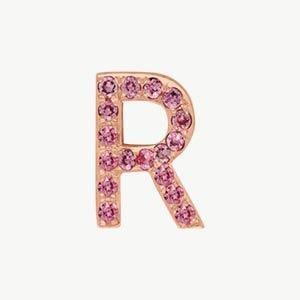 Rose Gold, Pink Sapphire Letter Bead - Roxanne First