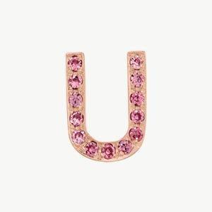 Rose Gold, Pink Sapphire Letter Bead - Roxanne First