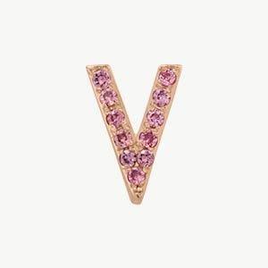 Rose Gold, Pink Sapphire Letter Bead - Roxanne First