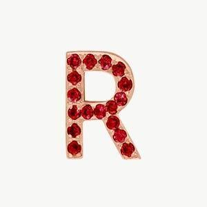 Rose Gold, Ruby Letter Bead - Roxanne First