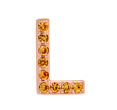Rose Gold, Orange Sapphire Letter Bead - Roxanne First