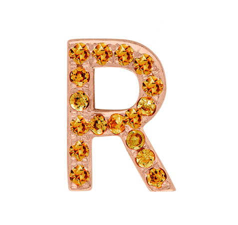 Rose Gold, Orange Sapphire Letter Bead - Roxanne First
