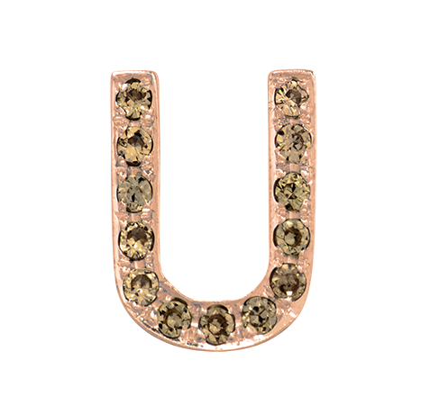 Rose Gold, Brown Diamond Letter Bead - Roxanne First