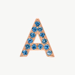 Rose Gold, Blue Diamond Letter Bead - Roxanne First