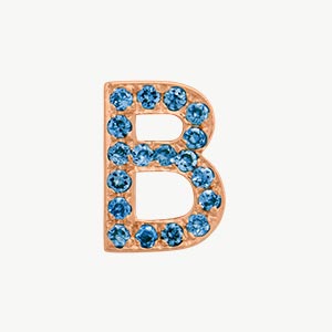 Rose Gold, Blue Diamond Letter Bead - Roxanne First