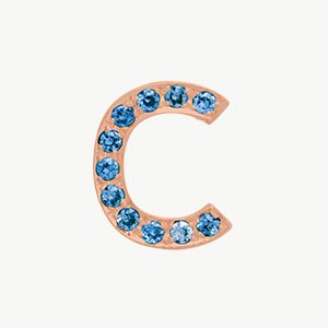 Rose Gold, Blue Diamond Letter Bead - Roxanne First