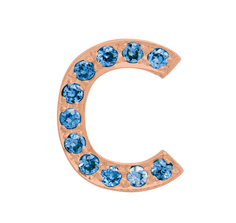 Rose Gold, Blue Diamond Letter Bead - Roxanne First