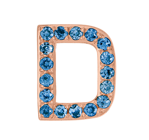 Rose Gold, Blue Diamond Letter Bead - Roxanne First