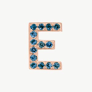 Rose Gold, Blue Diamond Letter Bead - Roxanne First