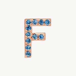 Rose Gold, Blue Diamond Letter Bead - Roxanne First