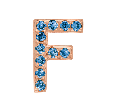 Rose Gold, Blue Diamond Letter Bead - Roxanne First